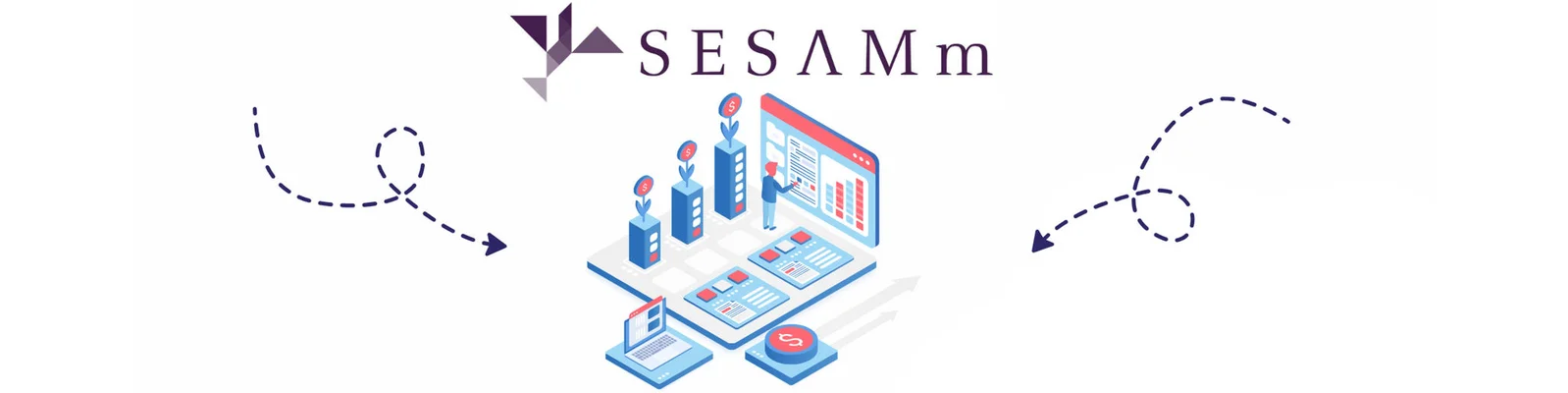 Cover photo with SESAMm logo and AI design 