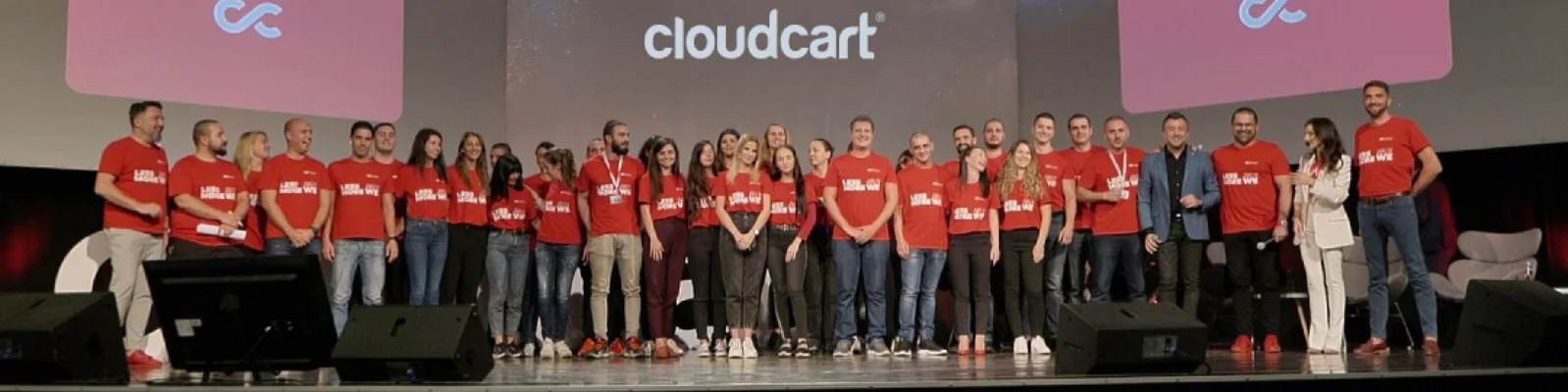 Team picture of Cloud Cart taken on stage