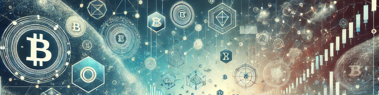 Cover photo depicting blue and red crypto symbols 